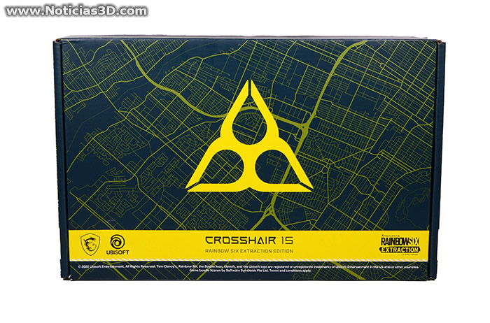 MSI CROSSHAIR 15 R6E EDITION B12UGZ foto de la caja del portátil, amarilla y verde